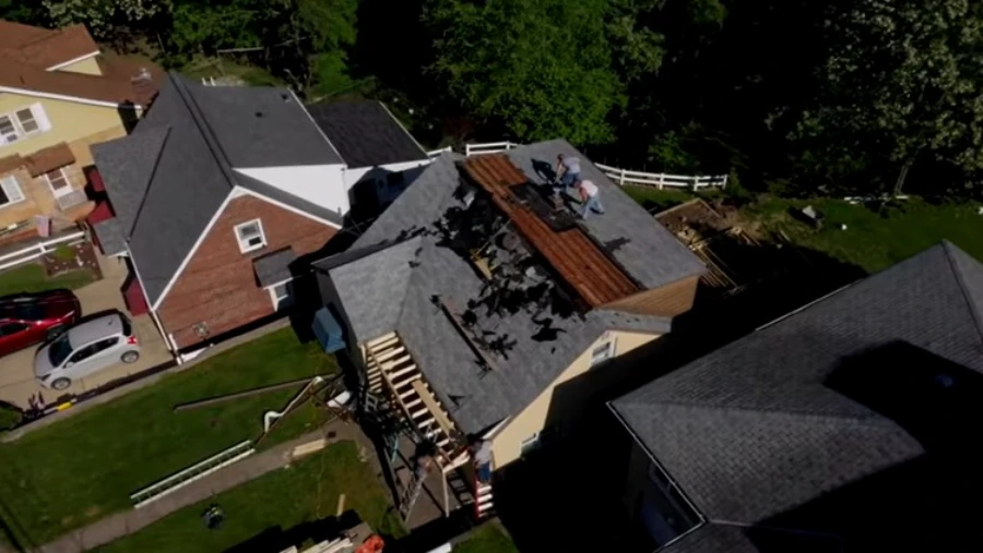 Top view of gutter cleaning in Rocklin CA